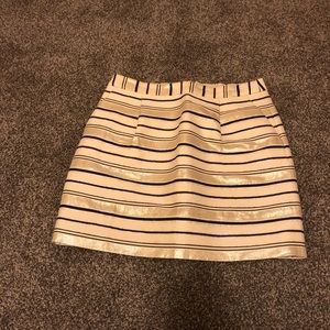 J Crew Striped Mini Skirt - gold, black, beige